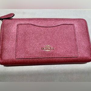 Coach - hot pink metallic long wallet